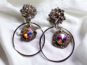 Handmade runway rhinestone clip on earrings Kargo Fresh