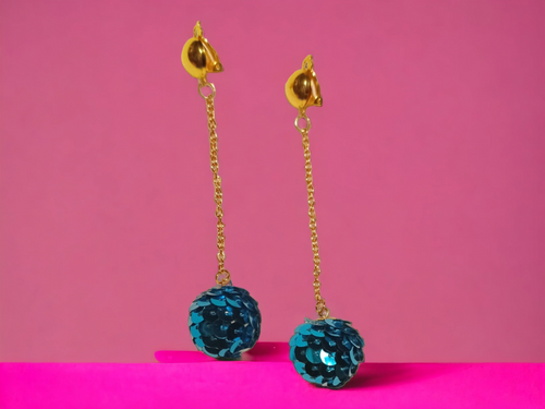 Handmade sequin Ball Clip On Earrings Kargo Fresh