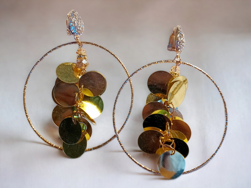 Handmade sequin tassel clip on hoops Kargo Fresh