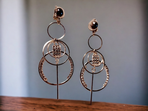 Handmade silver Blingy  Clip on Hoop Earrings 3 inch Kargo Fresh