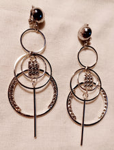 Load image into Gallery viewer, Handmade silver Blingy  Clip on Hoop Earrings 3 inch Kargo Fresh
