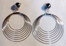 Load image into Gallery viewer, Handmade silver Clip on multi Hoop Earrings 3 inch Kargo Fresh
