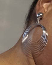 Load image into Gallery viewer, Handmade silver Clip on multi Hoop Earrings 3 inch Kargo Fresh
