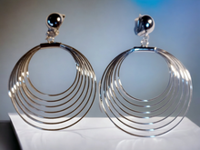 Load image into Gallery viewer, Handmade silver Clip on multi Hoop Earrings 3 inch Kargo Fresh
