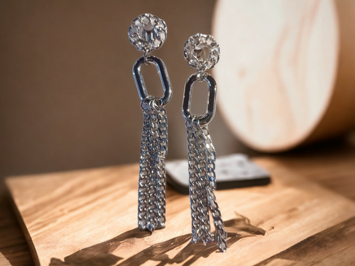 Handmade silver chain dangle earrings Kargo Fresh