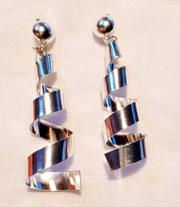 Handmade silver metal spiral clip on earrings Kargo Fresh