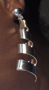 Handmade silver metal spiral clip on earrings Kargo Fresh