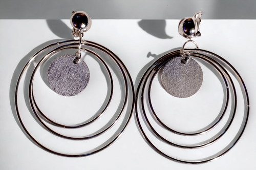 Handmade silver multi hoop clip on earrings Kargo Fresh