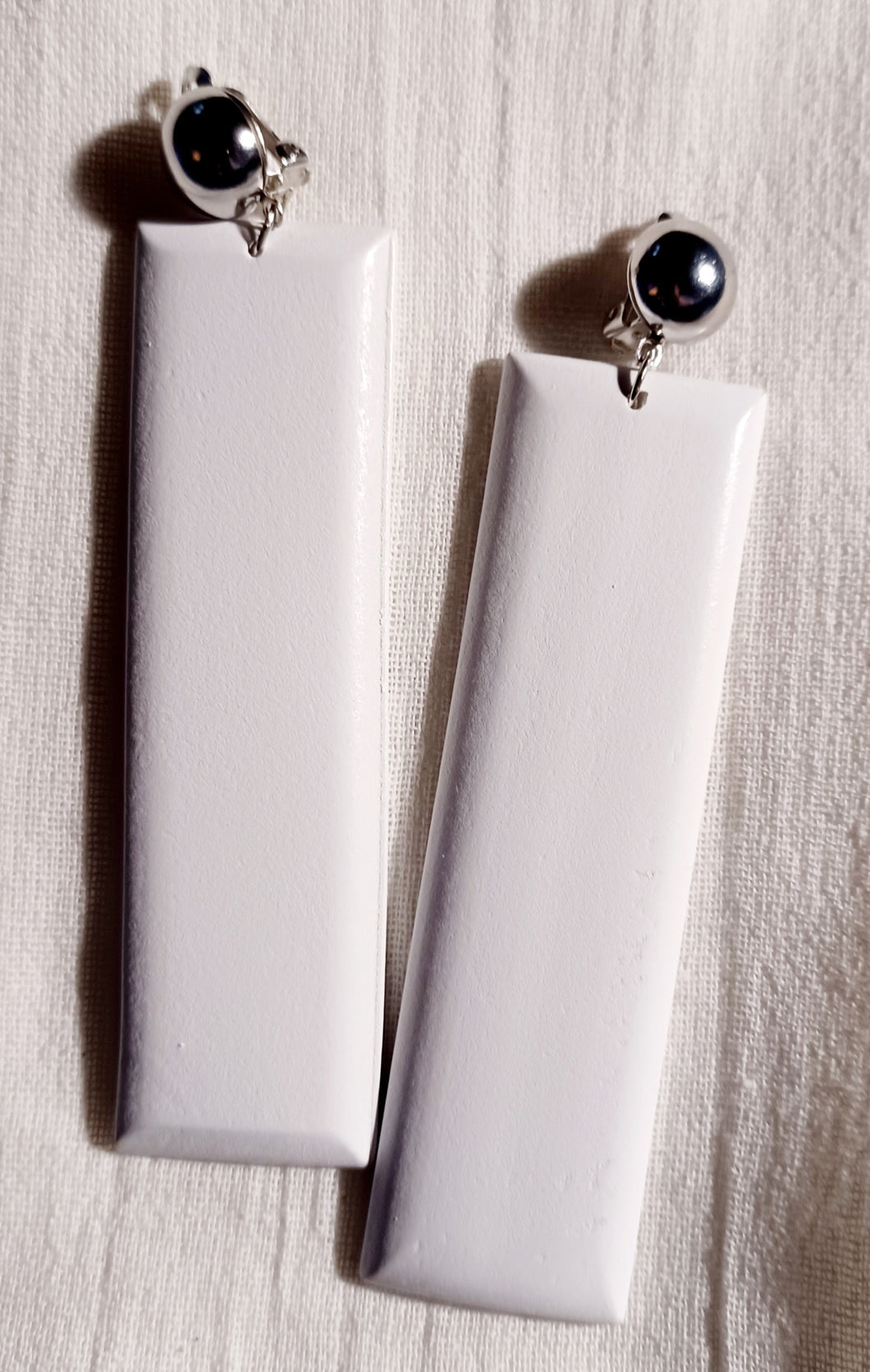 Handmade simple white wood clip on earrings Kargo Fresh