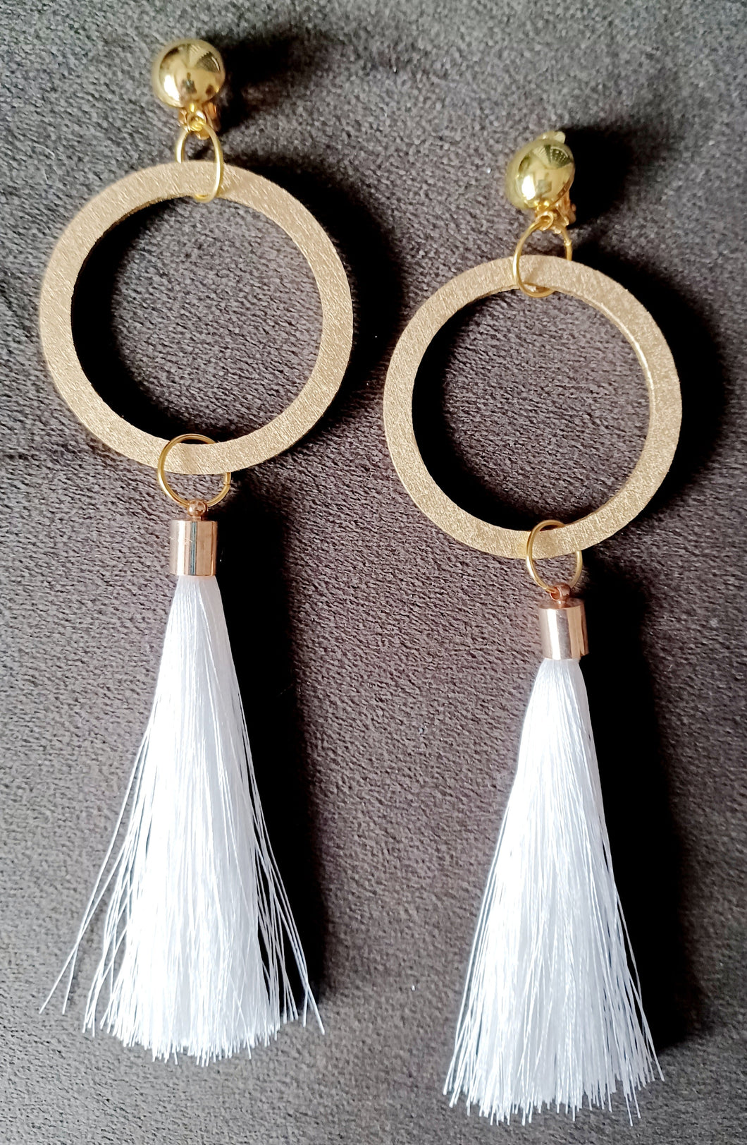 Handmade soft wood and tassel clip on earrrings Kargo Fresh