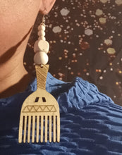 Load image into Gallery viewer, Handmade unfinshed Wooden Afro Pick Earrings Kargo Fresh
