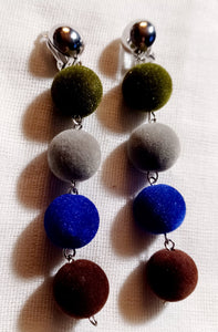 Handmade velvet ball clip on earrings Kargo Fresh