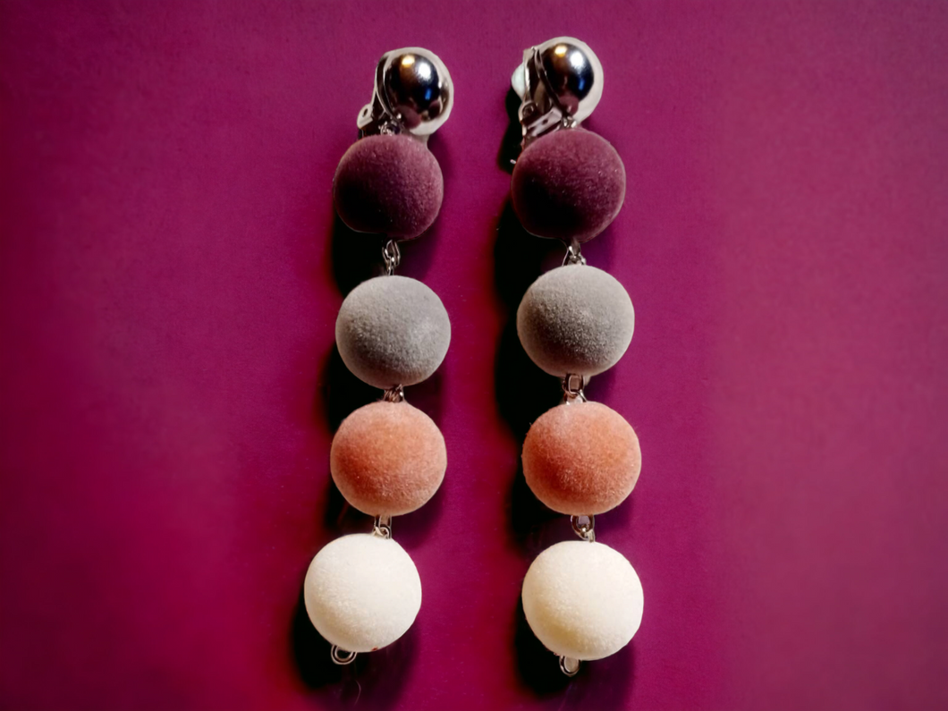 Handmade velvet ball clip on earrings Kargo Fresh