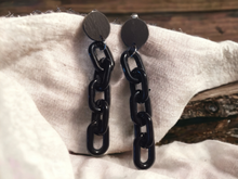 Load image into Gallery viewer, Handmade wood and chain clip on earrings Kargo Fresh
