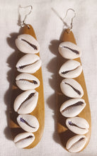 Load image into Gallery viewer, Handmade wood and cowrie shell earrings new Kargo Fresh
