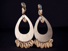 Load image into Gallery viewer, Handmade wood and cowrie shell hoops Kargo Fresh
