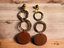 Load image into Gallery viewer, Handmade wood and hoop clip on earrings Kargo Fresh
