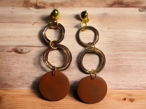 Handmade wood and hoop clip on earrings Kargo Fresh