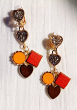 Load image into Gallery viewer, Handmade wood and rhinestone clip on earrings Kargo Fresh
