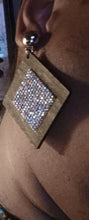 Load image into Gallery viewer, Handmade wood and rhinestone clip on earrings Kargo Fresh
