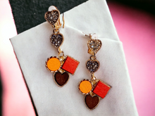 Load image into Gallery viewer, Handmade wood and rhinestone clip on earrings Kargo Fresh
