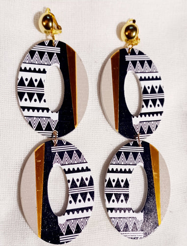 Handmade wood boho clip on earrings Kargo Fresh