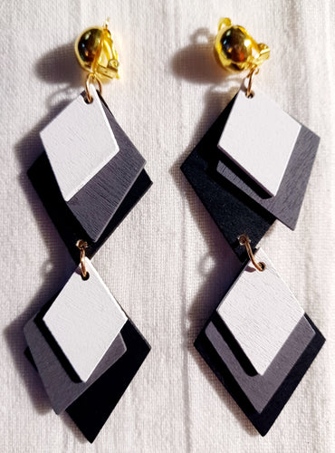 Handmade wood layer clip on earrings Kargo Fresh