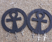 Load image into Gallery viewer, Handmade wooden Ankh symbol Earrings Kargo Fresh
