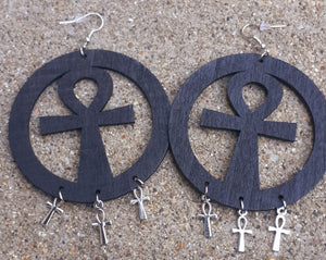 Handmade wooden Ankh symbol Earrings Kargo Fresh