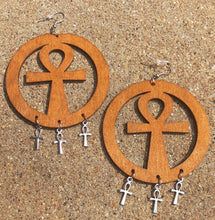 Load image into Gallery viewer, Handmade wooden Ankh symbol Earrings Kargo Fresh
