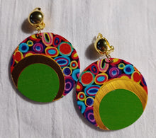 Load image into Gallery viewer, Handmade wooden Pop Art Clip on Earrings Kargo Fresh
