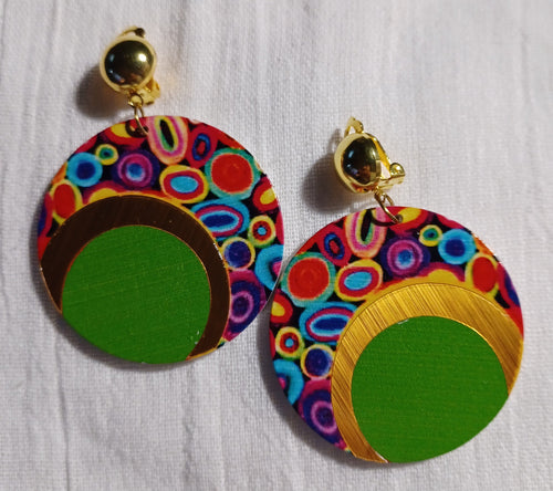 Handmade wooden Pop Art Clip on Earrings Kargo Fresh