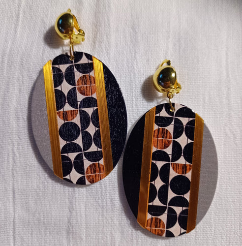 Handmade wooden Pop Art Clip on Earrings Kargo Fresh