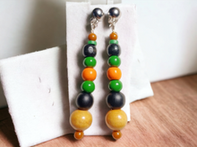 Load image into Gallery viewer, Handmade wooden bead dangle clip on earrings Kargo Fresh
