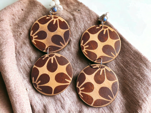 Handmade wooden boho clip on earrings Kargo Fresh