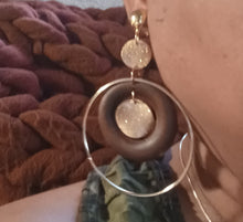 Load image into Gallery viewer, Handmade wooden boho hoop clip on earrings Kargo Fresh
