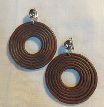 Load image into Gallery viewer, Handmade wooden boho hoop clip on earrings Kargo Fresh
