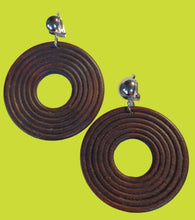Load image into Gallery viewer, Handmade wooden boho hoop clip on earrings Kargo Fresh
