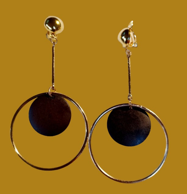 Handmade wooden boho hoop clip on earrings Kargo Fresh