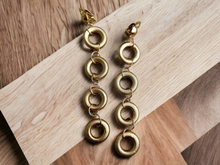 Load image into Gallery viewer, Handmade wooden hoop clip on earrings Kargo Fresh
