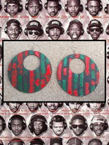 Handpainted A Tribe Called Quest Midnight Marauders Inpsired Wooden Hoop Earrings Kargo Fresh