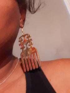 Handpainted ANKH symbol Afro pick Earrings Kargo Fresh