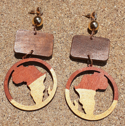 Handpainted Abstract Africa Wooden Earrings Kargo Fresh