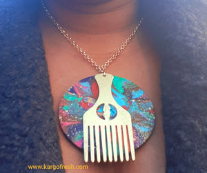 Handpainted Abstract Afro Pick Collar Necklace Kargo Fresh