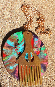 Handpainted Abstract Afro Pick Collar Necklace Kargo Fresh