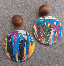 Load image into Gallery viewer, Handpainted Abstract Chunky Wood Earrings Kargo Fresh
