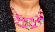 Load image into Gallery viewer, Handpainted Abstract Wooden Collar Necklace And Earrings Set Kargo Fresh
