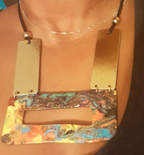 Load image into Gallery viewer, Handpainted Abstract Wooden Collar Necklace And Earrings Set Kargo Fresh
