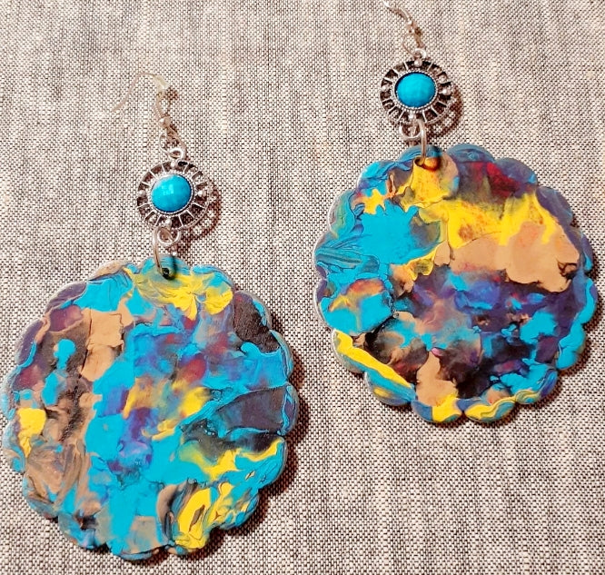 Handpainted Abstract Wooden Earrings Kargo Fresh