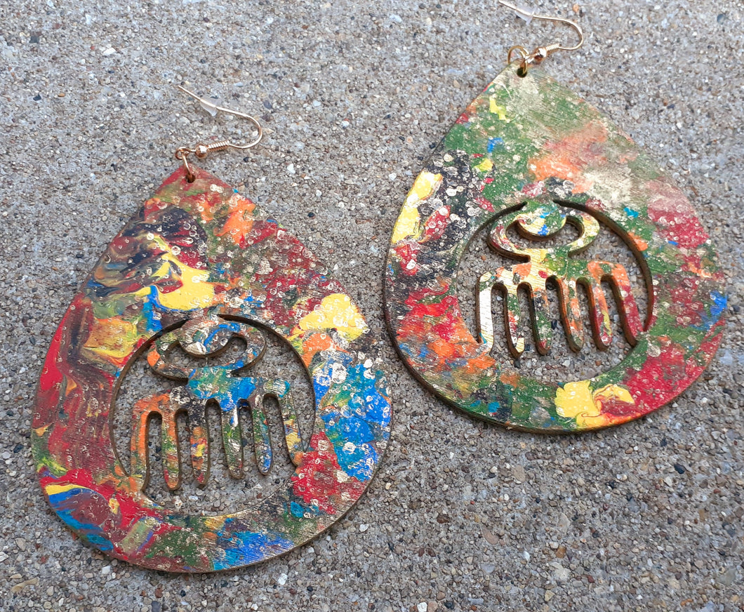 Handpainted Adinkra symbol Earrings Kargo Fresh